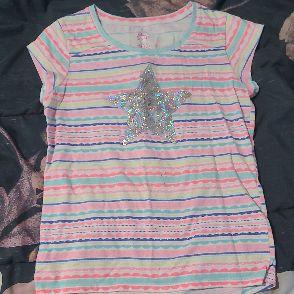 Pastel Striped Kids Tee with Glitter Star